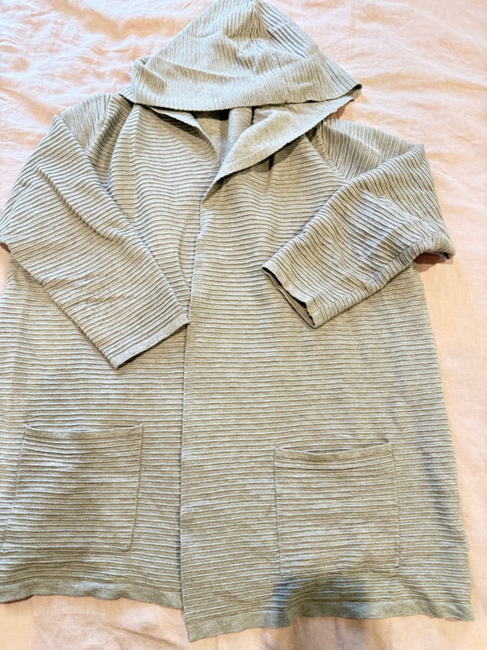 Revolution Hooded Ribbed Cardigan in Cream
